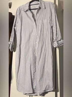 Madewell Blue and White Striped Button-Down Tunic